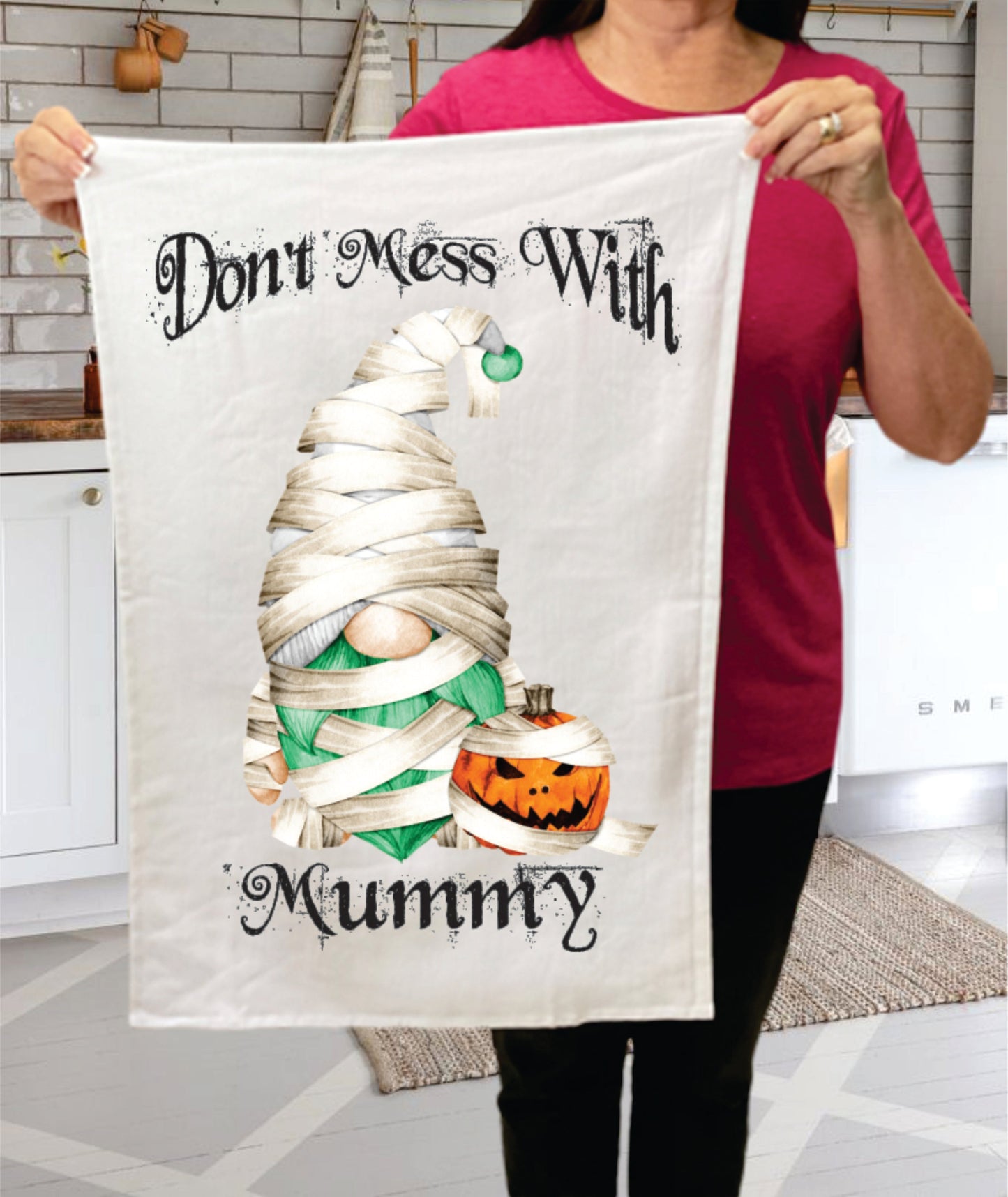 Gnome Don't Mess Mummy Halloween Cotton Terry Towel