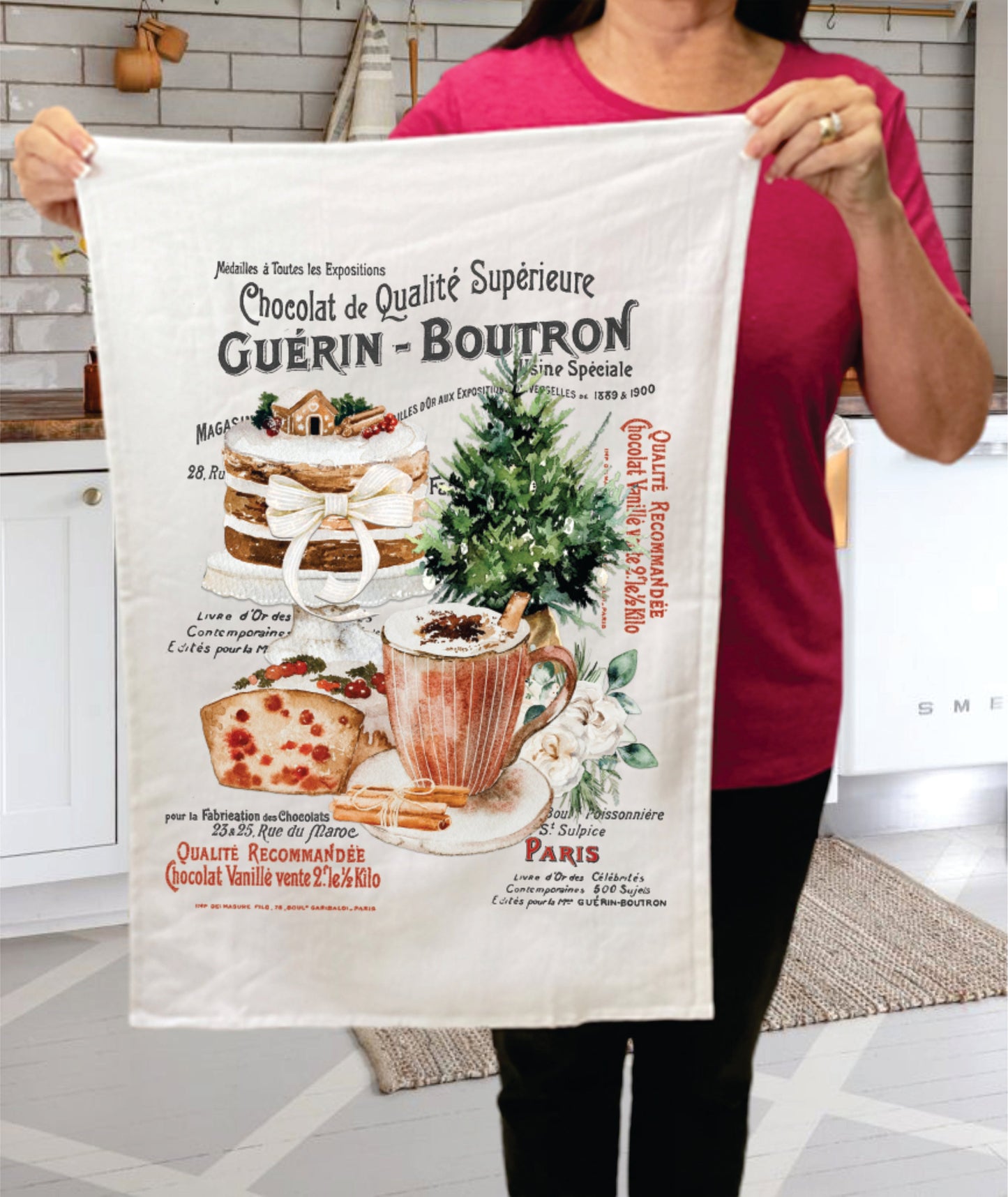 French Christmas Cookies Pastries Cotton Terry Towels
