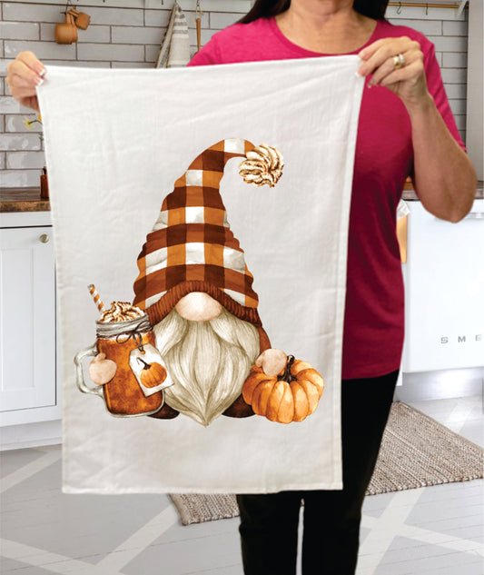 Fall Autumn Gnome Pumpkin Spice  Cotton Terry Towels