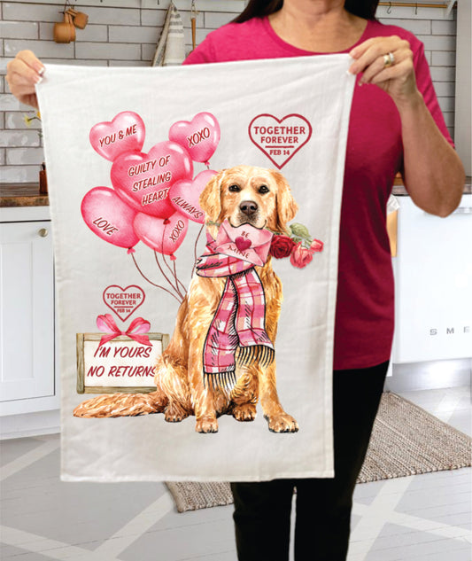 Valentine Dog Love Forever  Cotton Terry Towels