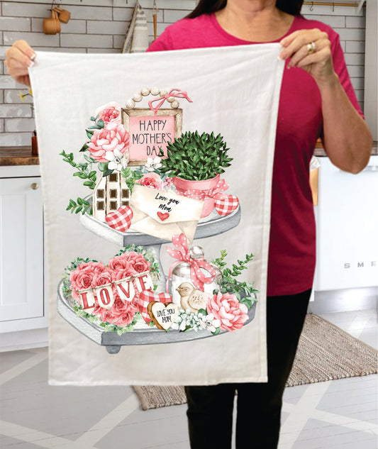 Mothers Love Mom 2 Tier Tray Cotton  Terry Towel