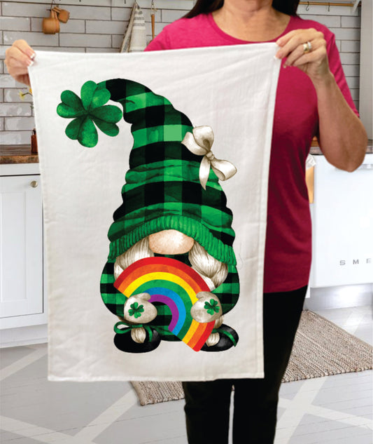 St Patricks Day Gnome Rainbow Cotton  Terry Towel