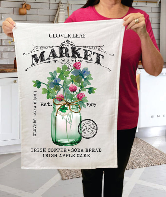 St Patricks Day Farmers Market Cotton  Terry Towel