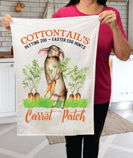 Easter Bunny Carrot Patch Cotton  Terry Towel