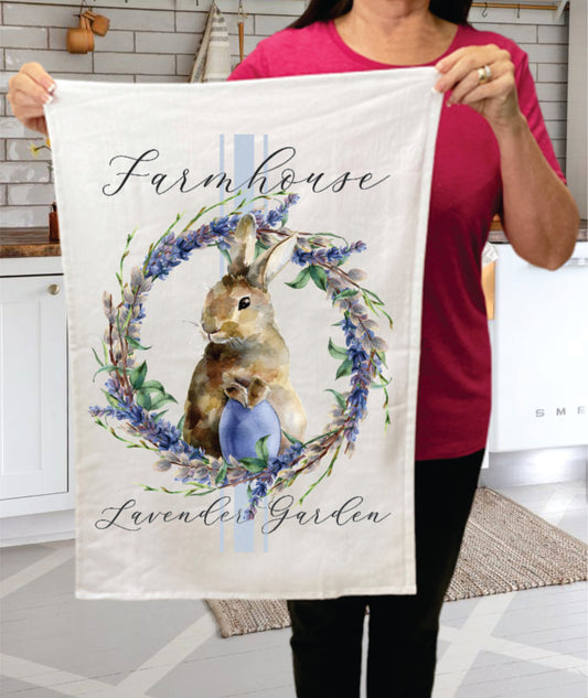 Easter Farmhouse Lavender Bunny Cotton  Terry Towel