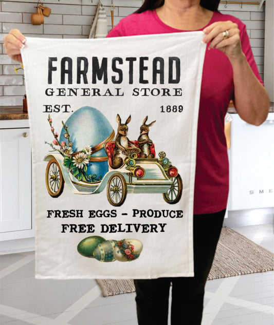Easter Farm Fresh Eggs Bunny Cotton  Terry Towel