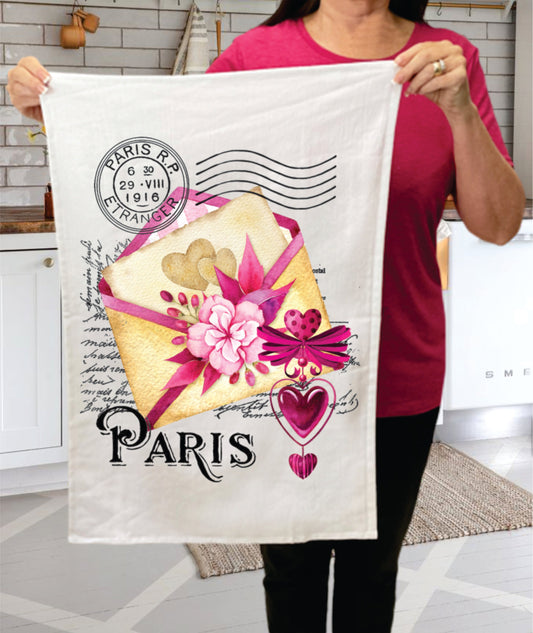 Valentine Paris Love Letter  Cotton Terry Towels