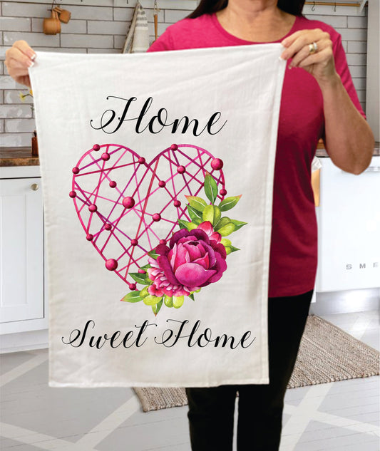 Valentine Heart Home Sweet Home  Cotton Terry Towels