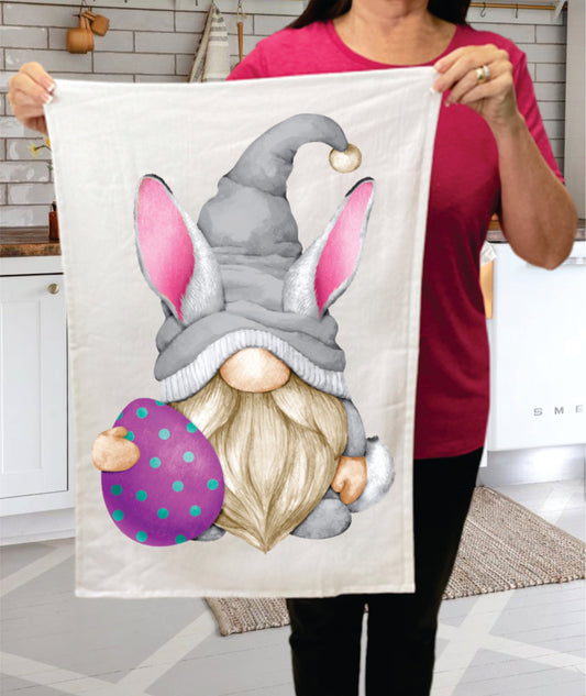 Easter Gnome Purple Easter Egg  Terry Towel