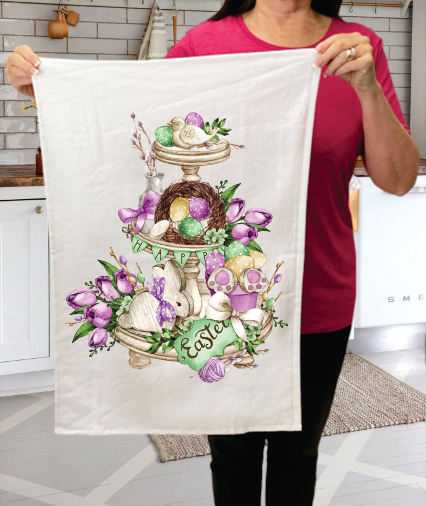 Happy Easter 3 Tier Tray  Terry Towel
