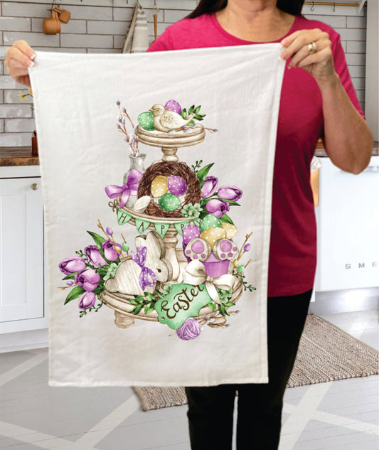 Happy Easter 3 Tier Tray  Terry Towel