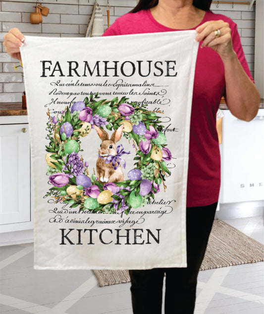 Farmhouse Kitchen Easter Bunny Wreath  Terry Towel