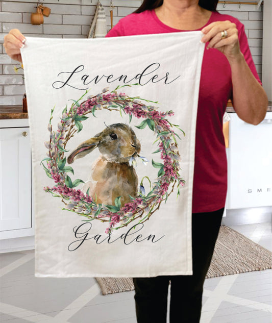 Spring Bunny Lavender Garden  Terry Towel
