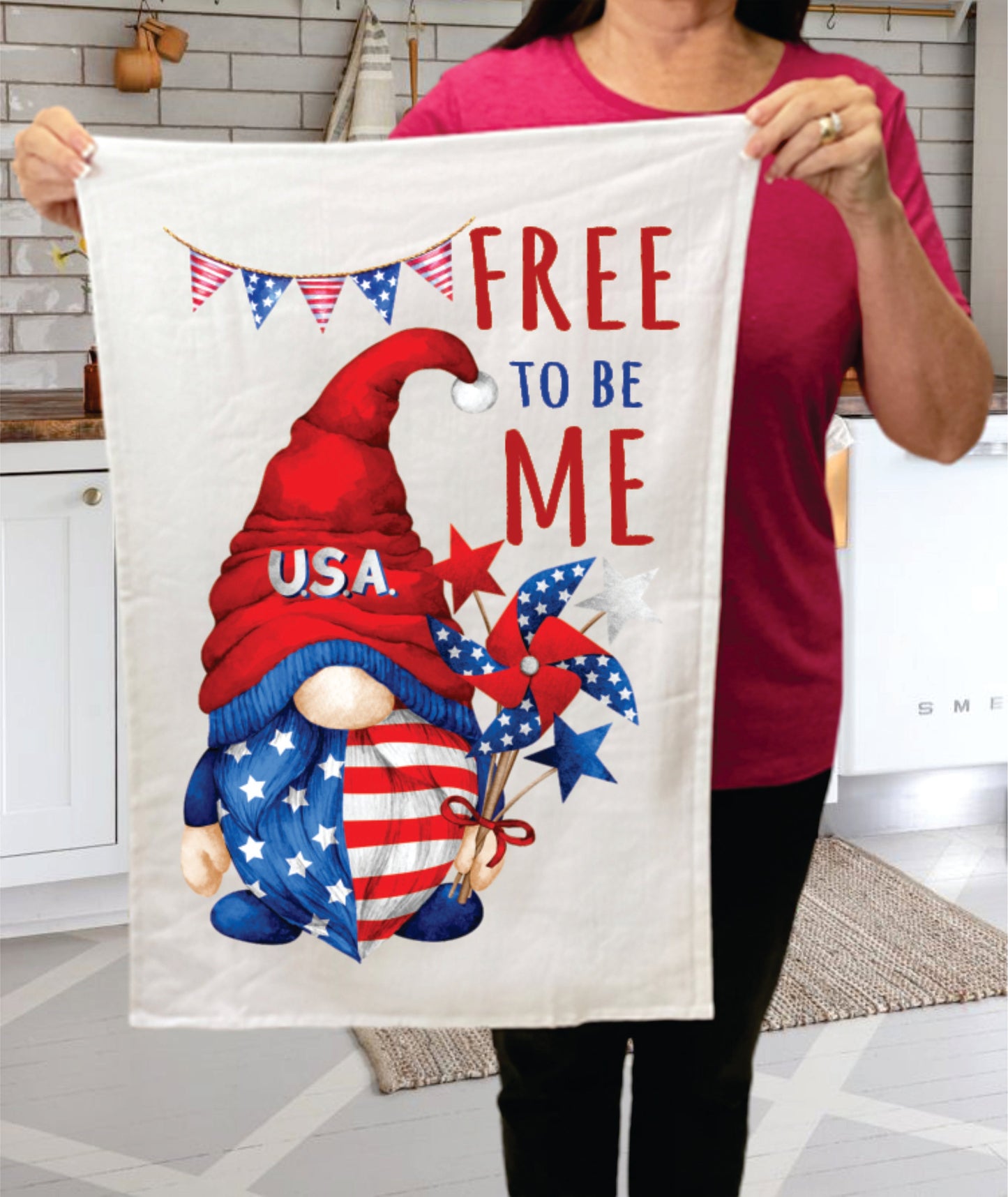 4th of July Gnome Free To be Me Terry Towel