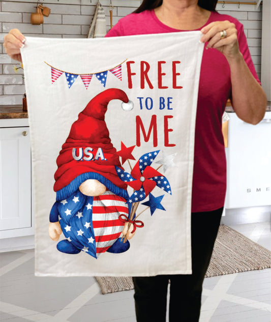 4th of July Gnome Free To be Me Terry Towel