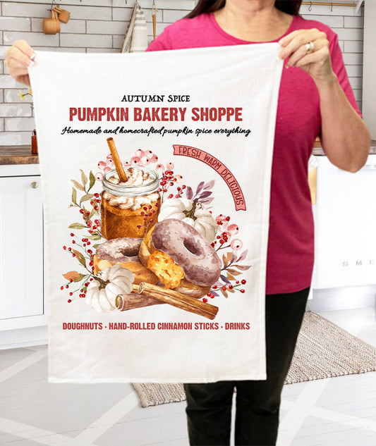 Fall Autumn Pumpkin Bakery Shoppe  Terry Towel
