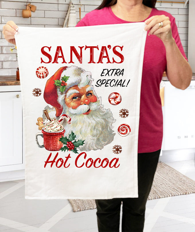 Christmas Santa's Hot Cocoa  Terry Towel