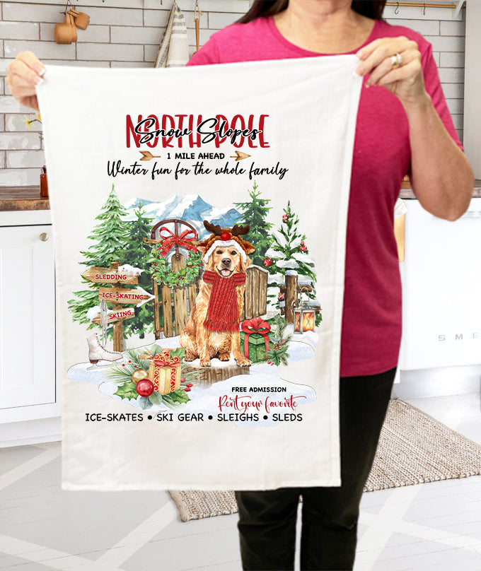 Christmas North Pole Slopes Dog Lover  Terry Towel