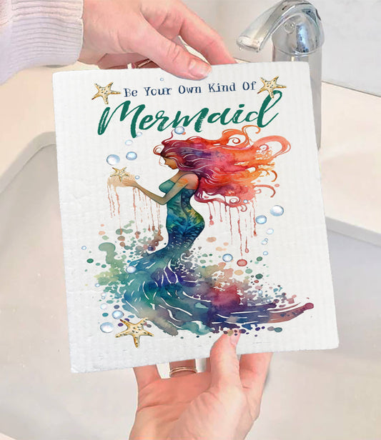 Set of 2 - Be Your Own Kind of Mermaid SWEDISH DISH CLOTH