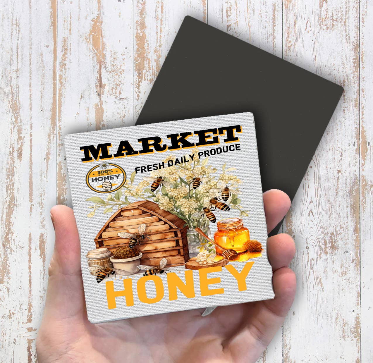 Honey Bees Country Market Magnet Fridge - Sets of 2