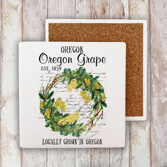 Oregon Grape State Flower Souvenir Stone Coaster