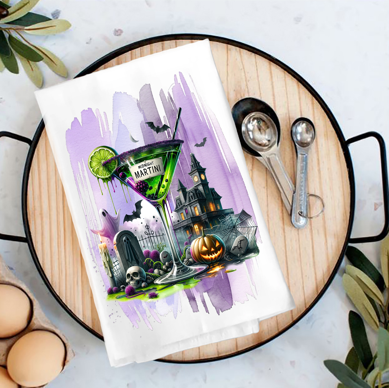 Halloween Midnight Martini Tea Towel