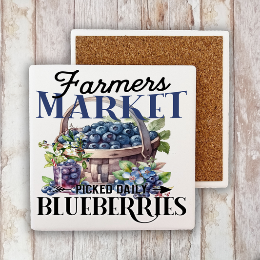 Farm Fresh Blueberries  Stone Coaster (Set of 2)