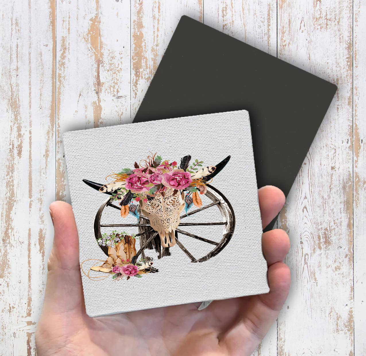 Western Cow Skull Cowboy Southwestern Magnet Fridge - Sets of 2