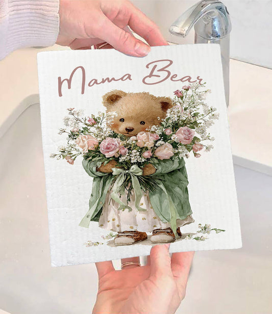 Mother's Day Mama Bear Swedish Dishcloth