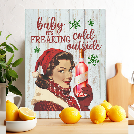Glass Cutting Board Christmas Funny Baby its Cold Outside