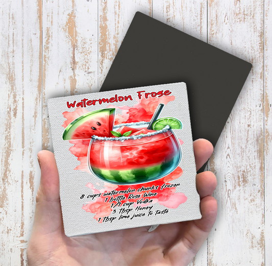 Summer Cocktail Watermelon Frose Magnet Fridge (Set of 2)