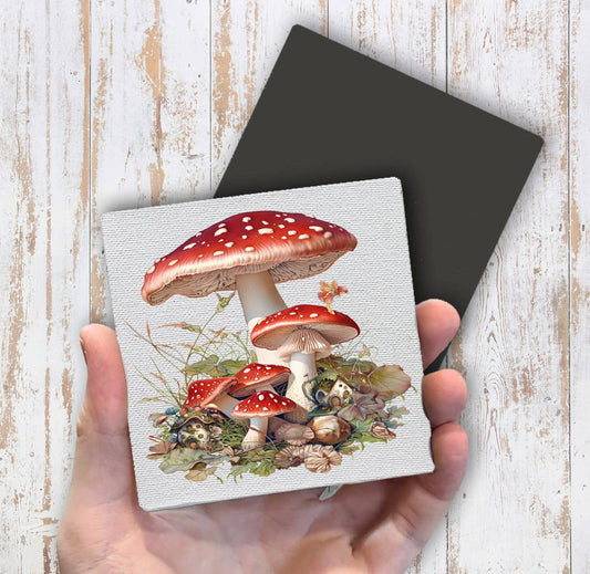 Red & White Mushrooms Faires Magnet Fridge - Sets of 2