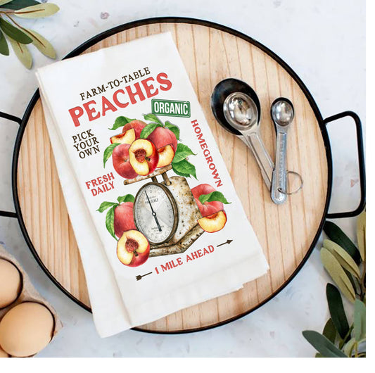 Modern Farmhouse Fresh Peaches Tea Towel