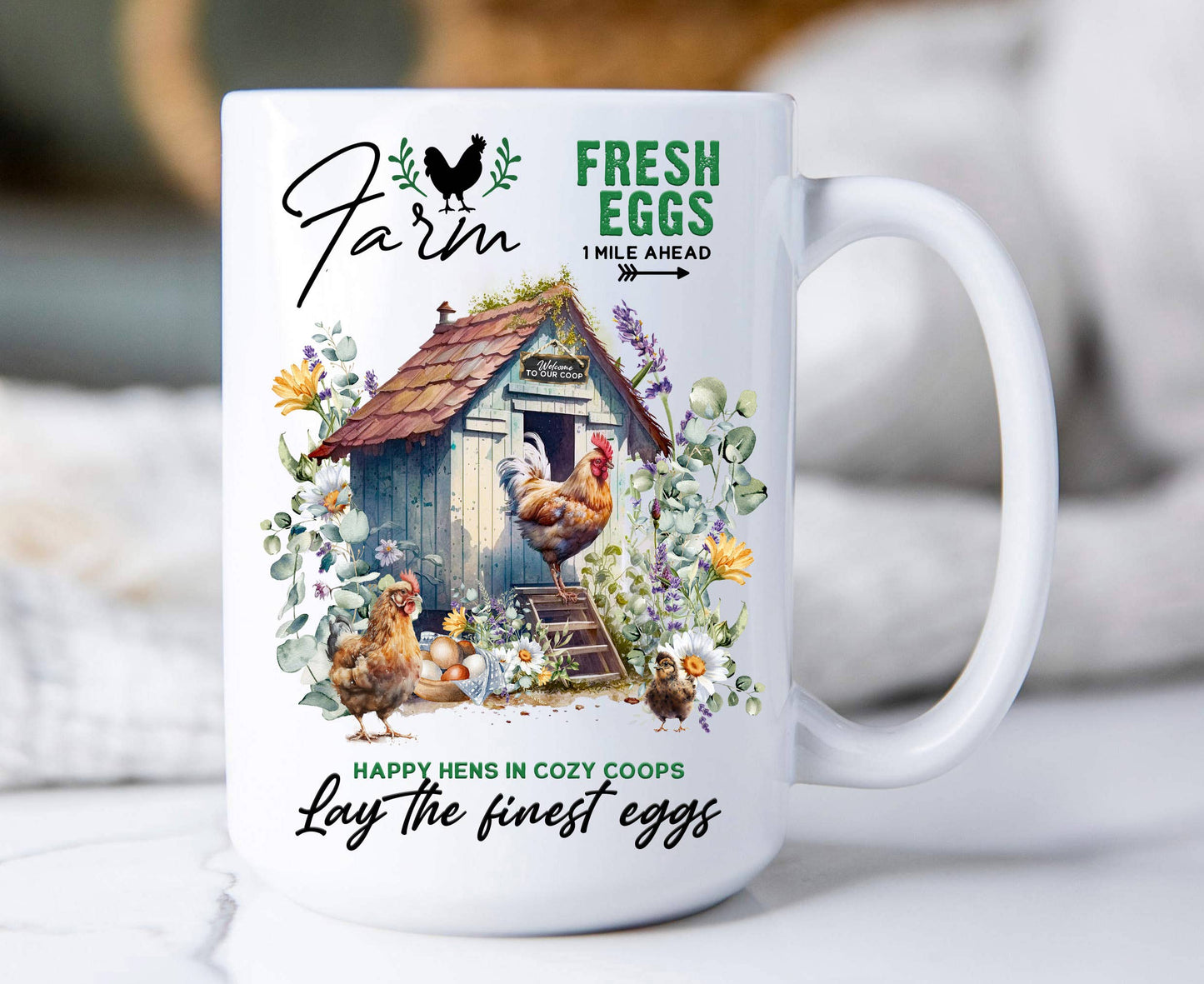 Country Farm Chicken Coop 15 oz Coffee Mug