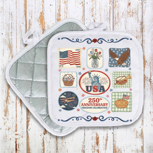 Patriotic Collage 250 Anniversary America Pot Holder