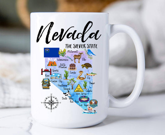 Nevada State Map Souvenir  Coffee Mug