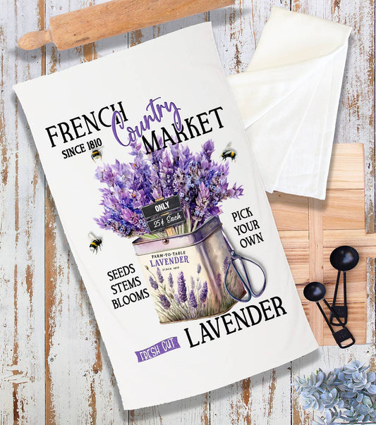 French Country Lavender Market Terry Cloth Towel