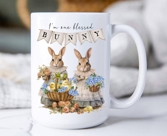 Easter Victorian One Bless Bunny 15 oz Coffee Mug