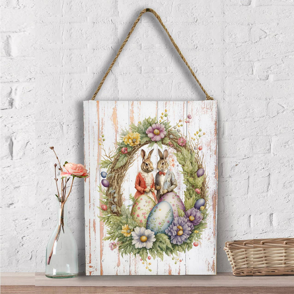 Easter Vintage Victorain Bunnies Wall Decor