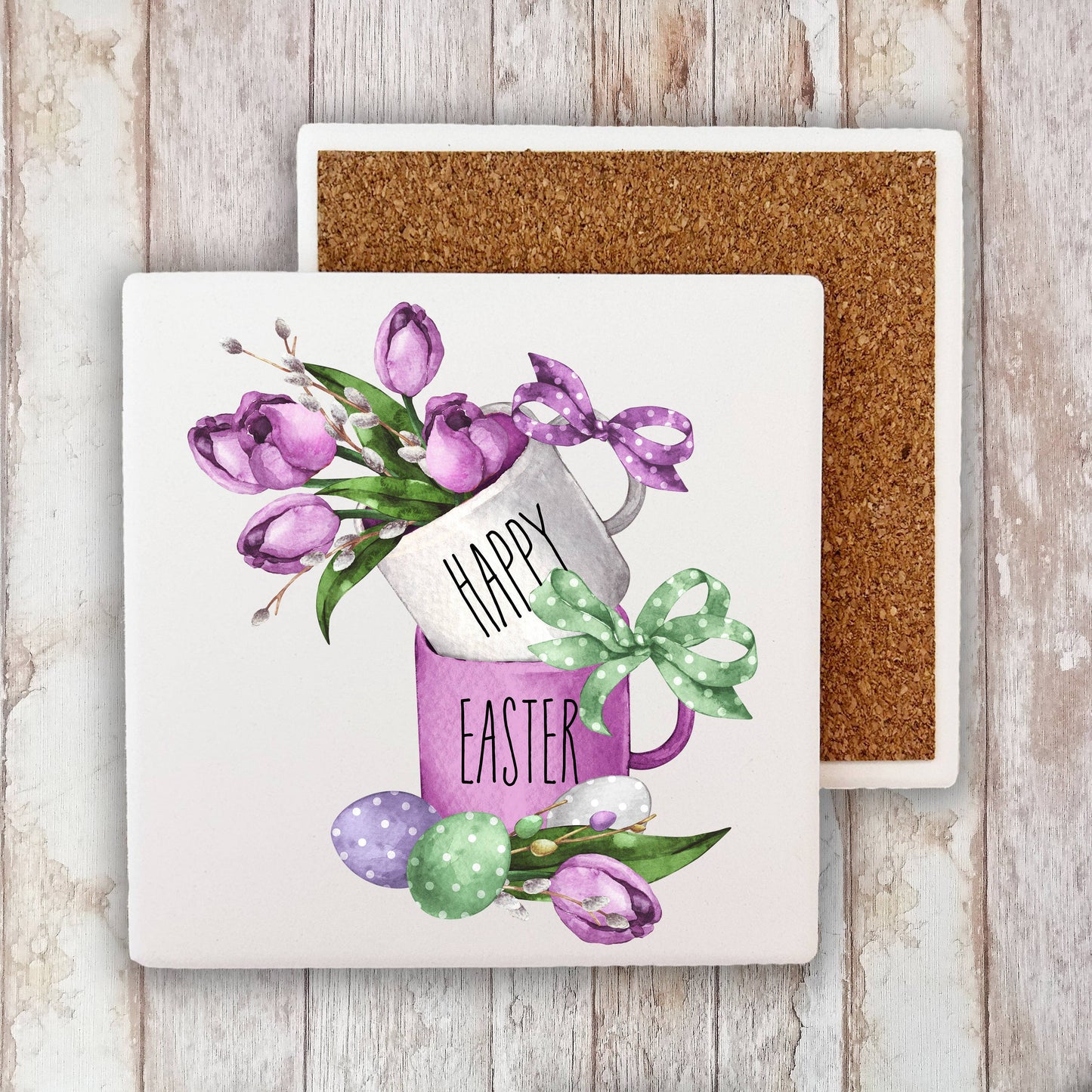 Happy Easter Tulips Stone Coaster Stone Coaster