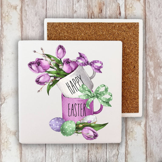 Happy Easter Tulips Stone Coaster Stone Coaster