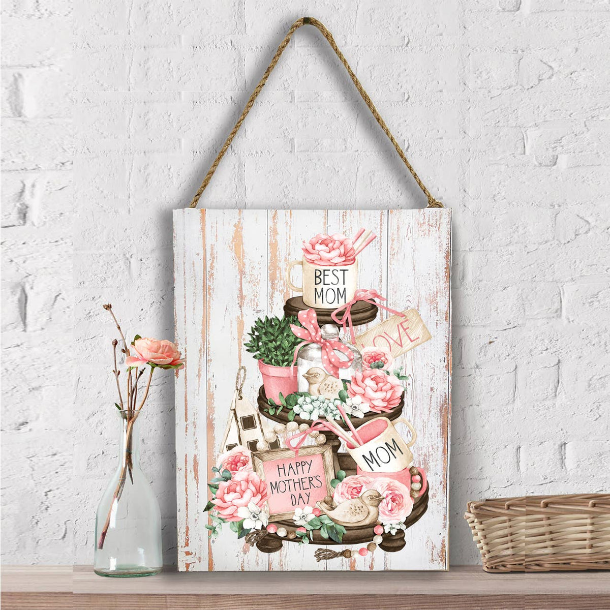 Mothers Day Best Mom 3 Tier Tray  Wall Decor