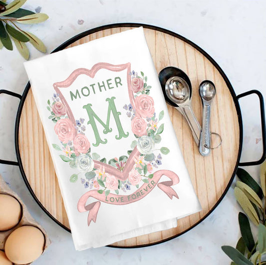 Mother's Day Mother Floral Crest Tea Towel