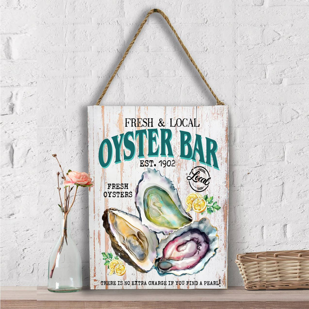 Oysters Bar Fresh & Local Coastal Beach Wall Decor