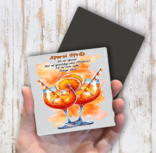 Summer Cocktail Aperol Spritz Magnet Fridge (Set of 2)