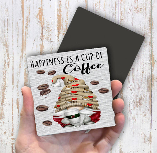 Gnome Happiness is a Cup of Coffee Magnet Fridge - Sets of 2