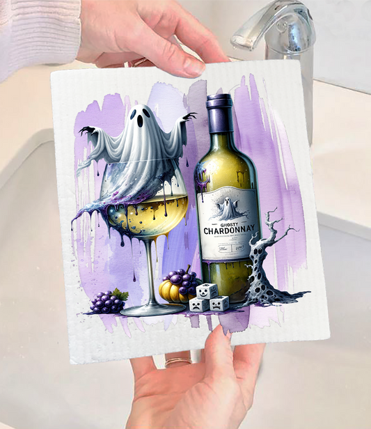 Halloween Gostly Chardonnay Swedish Dishcloth (Set of 2)