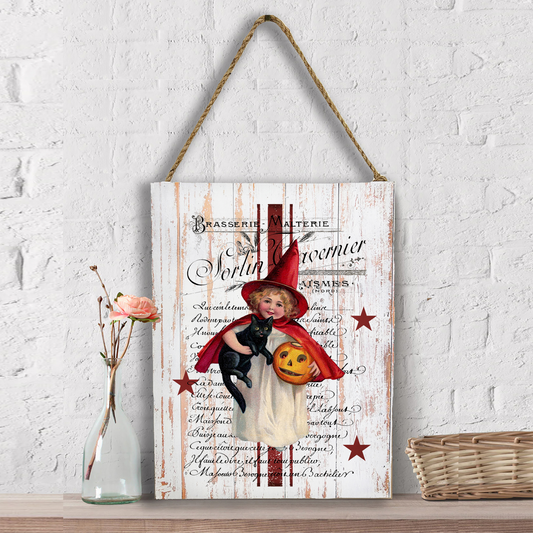 Halloween Vintage French Black Cat Wall Decor