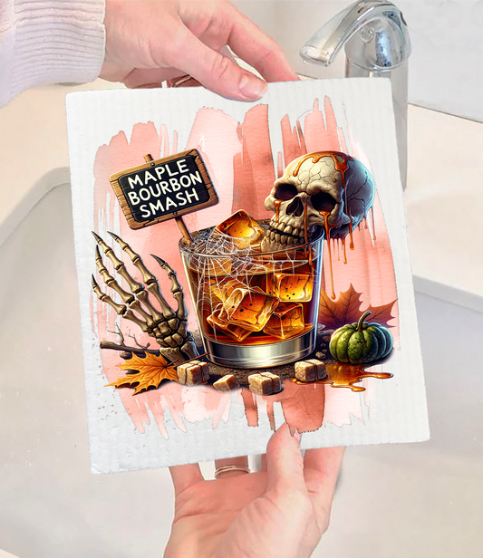 Halloween Maple Bourbon Smash Swedish Dishcloth (Set of 2)
