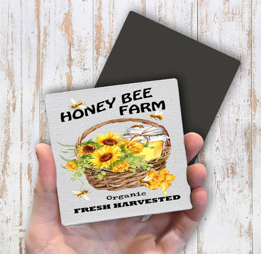 Modern Farm House Sunflower Honey Bees Magnet Fridge - Sets of 2